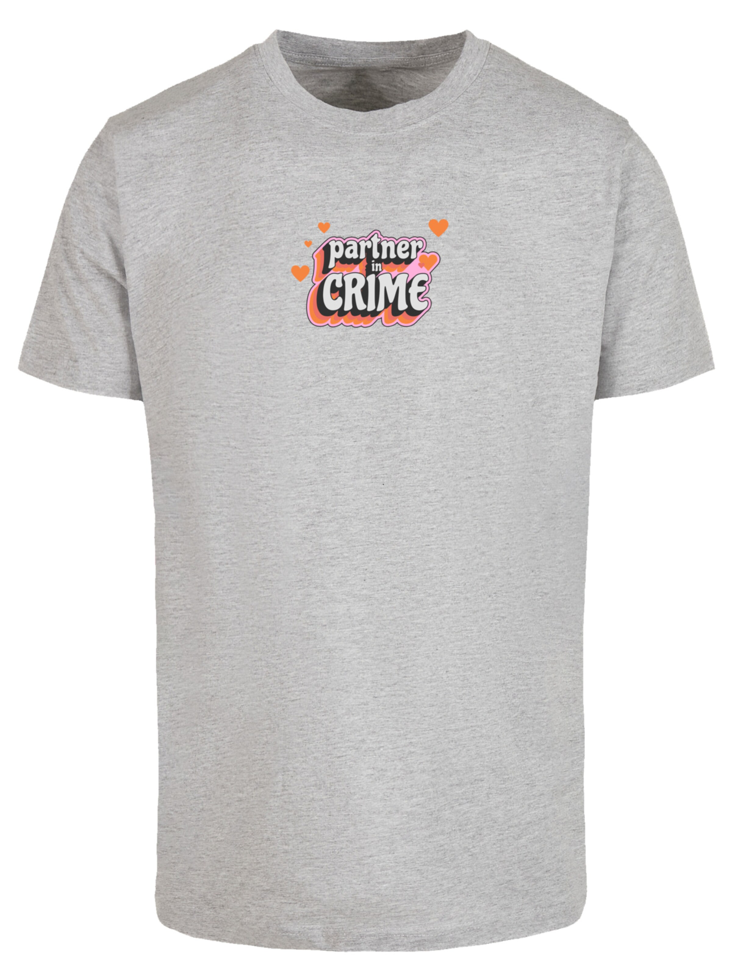 F4NT4STIC Shirt 'Partner In Crime Valentinstag' in Grey: front