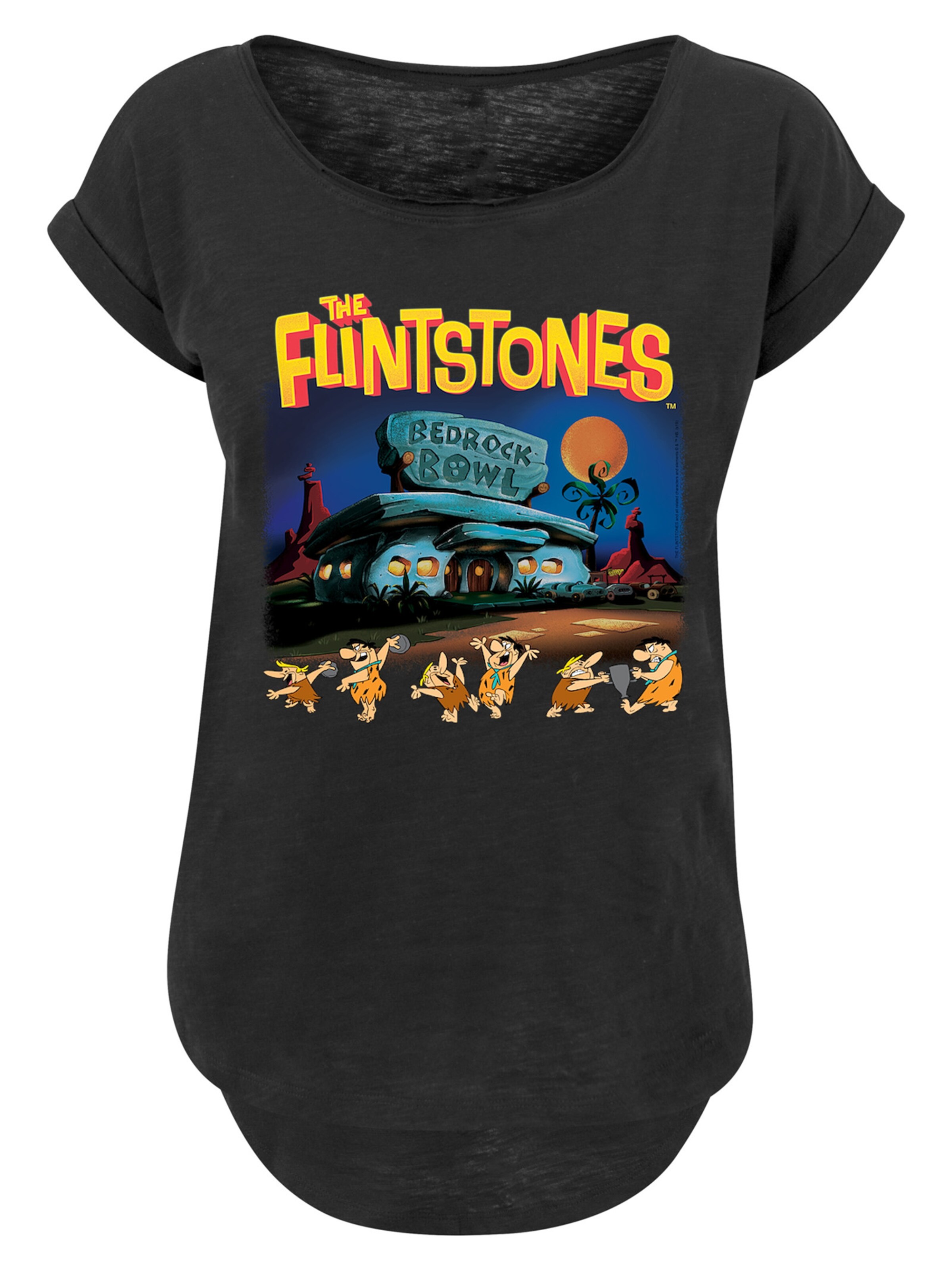 F4NT4STIC Shirt 'Die Familie Feuerstein' in Zwart: voorkant