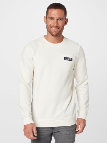 Sweat-shirt TOM TAILOR DENIM en blanc : devant