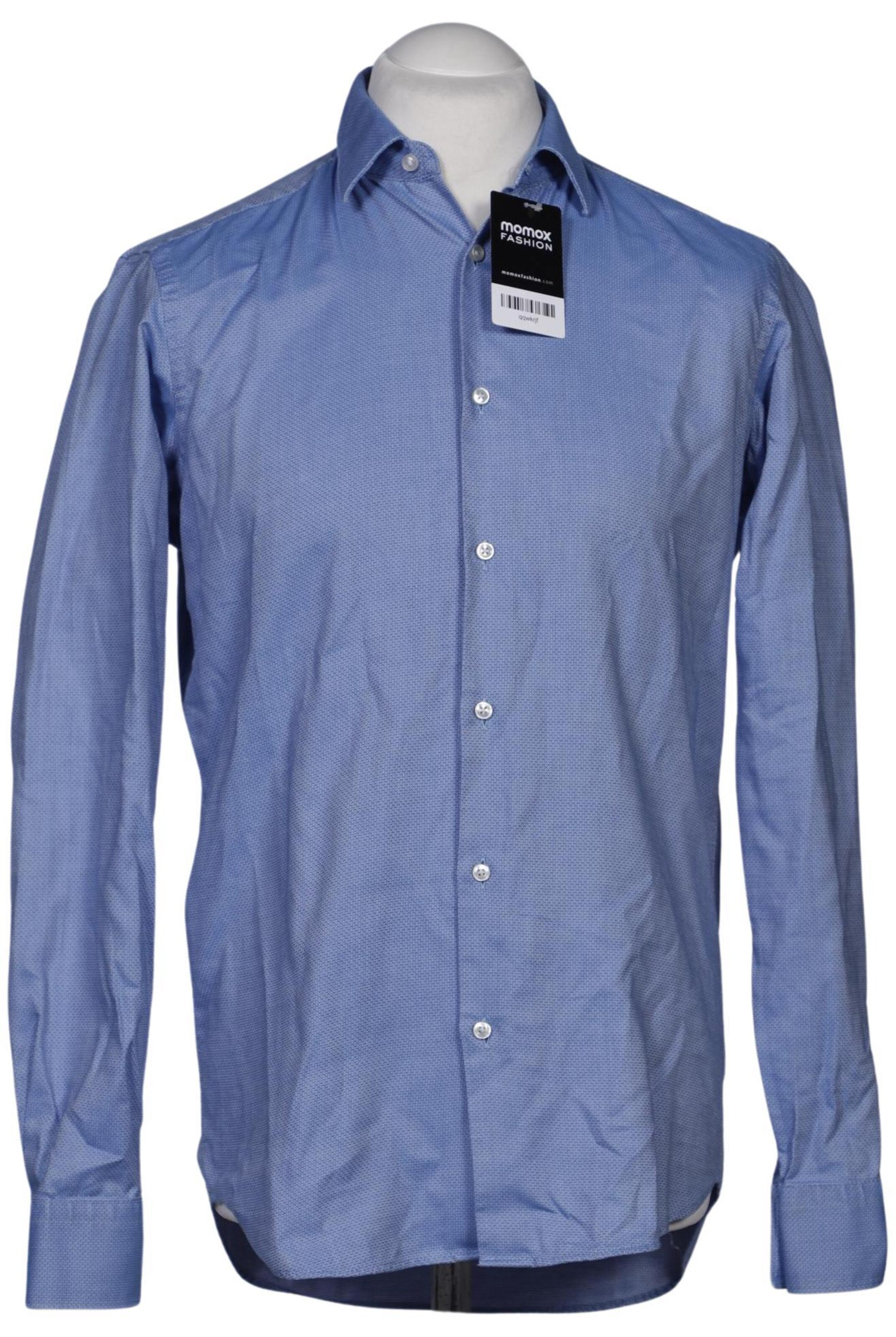 BOSS Black Button Up Shirt in S in Blue: front