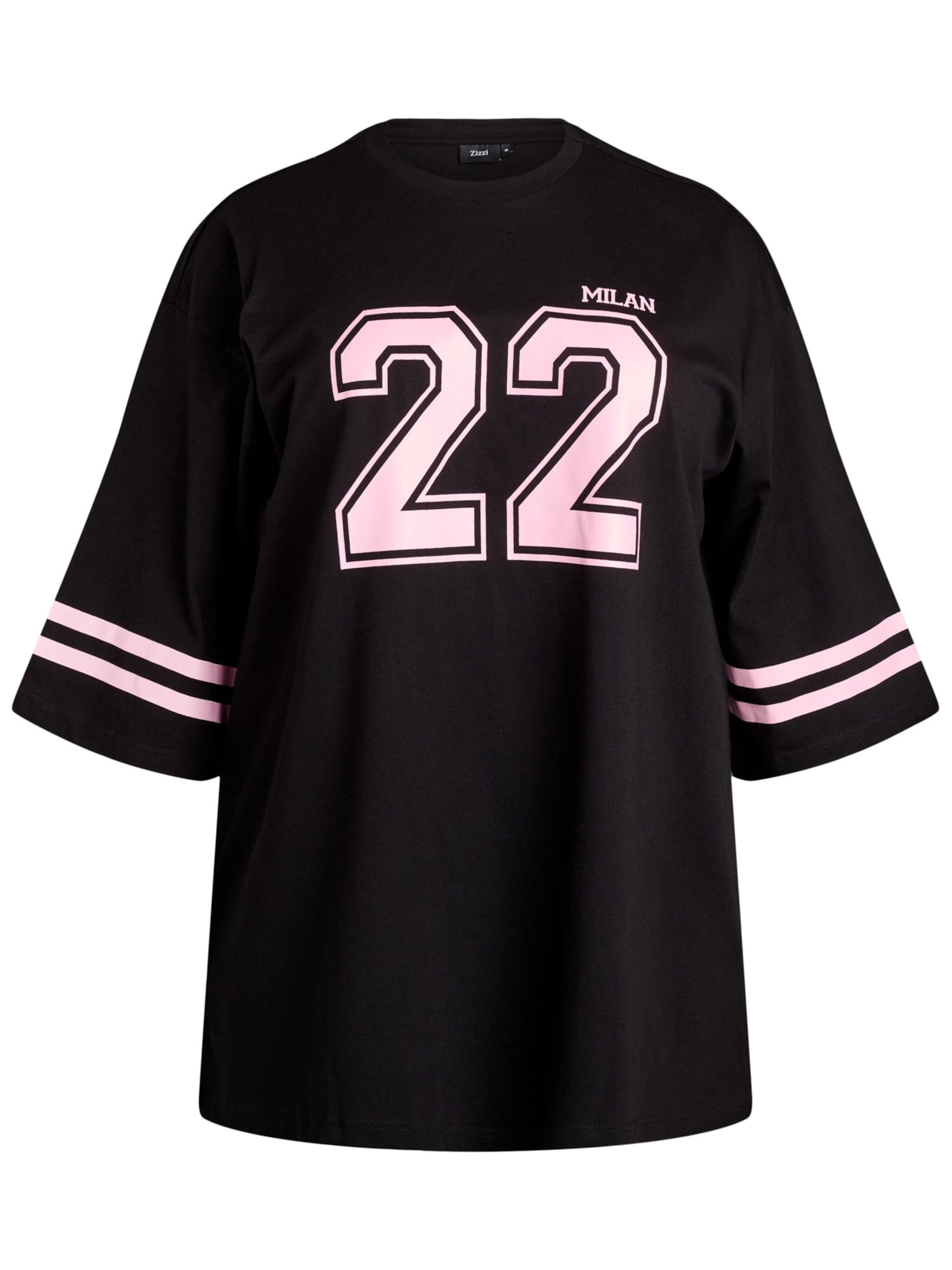 Zizzi Oversized shirt 'ENILLA' in Zwart: voorkant