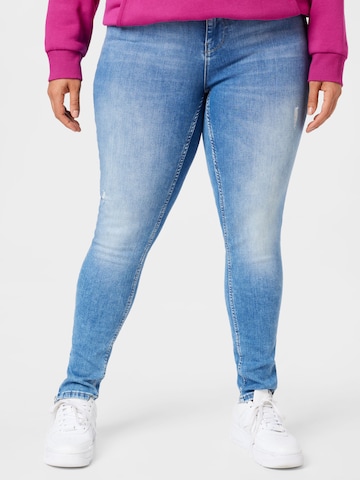 ONLY Carmakoma Skinny Jeans 'Karla' i blå: framsida