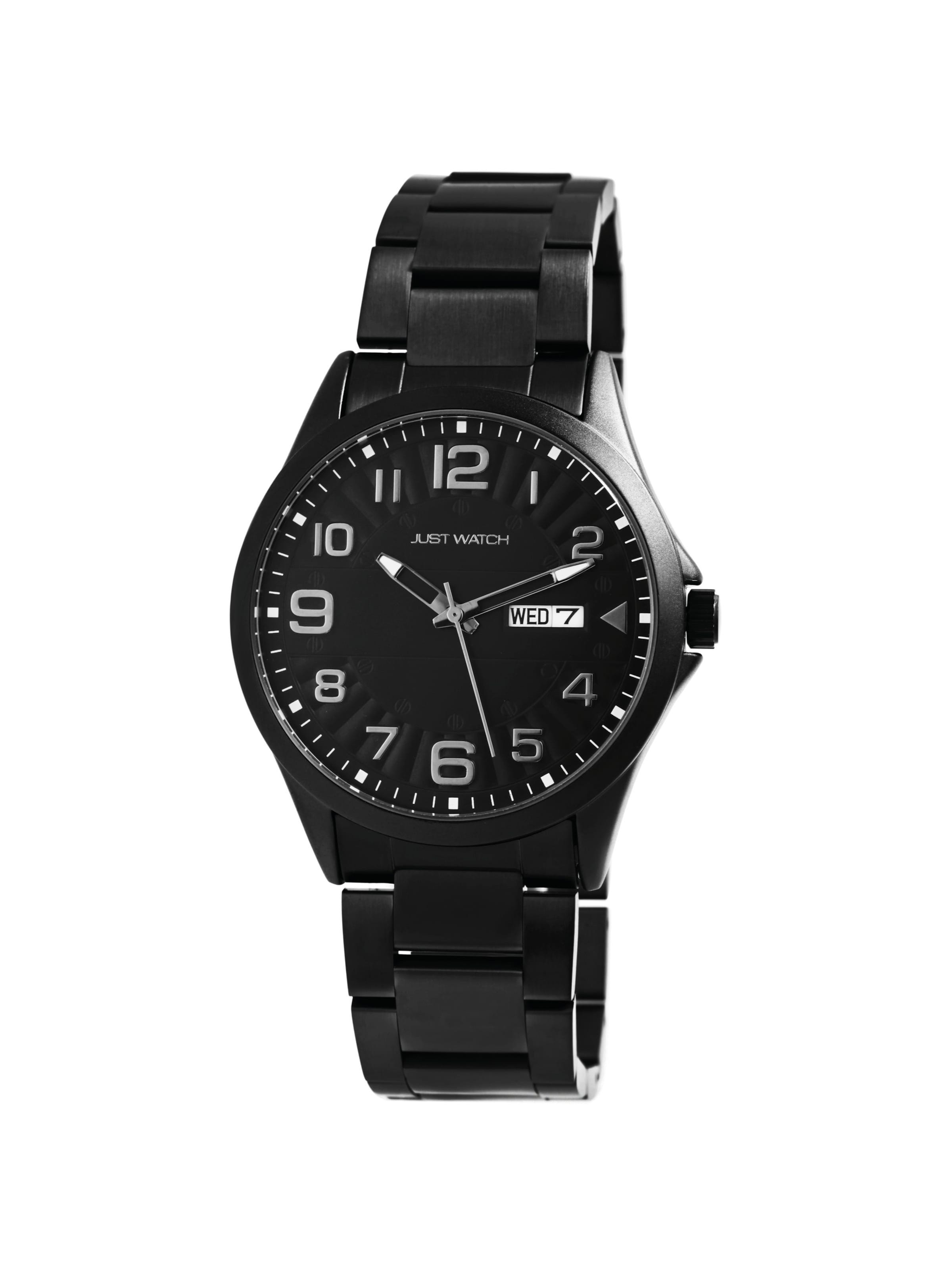 Just Watch Analog Watch 'Freddie, Datumsanzeige' in Black: front