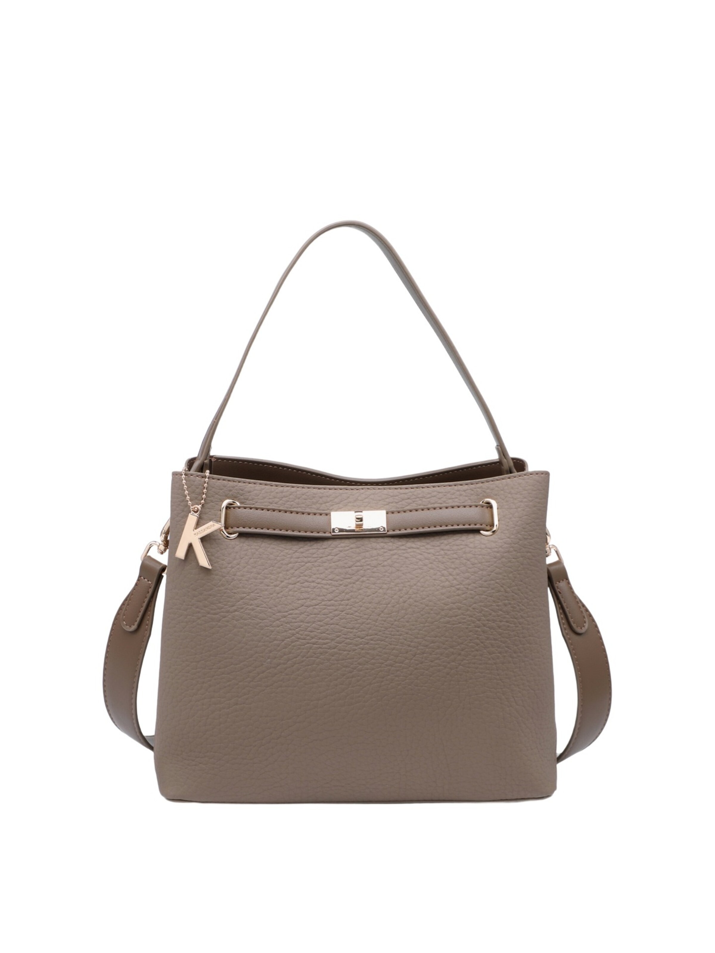 Borsa a mano di Kassandra in beige: frontale