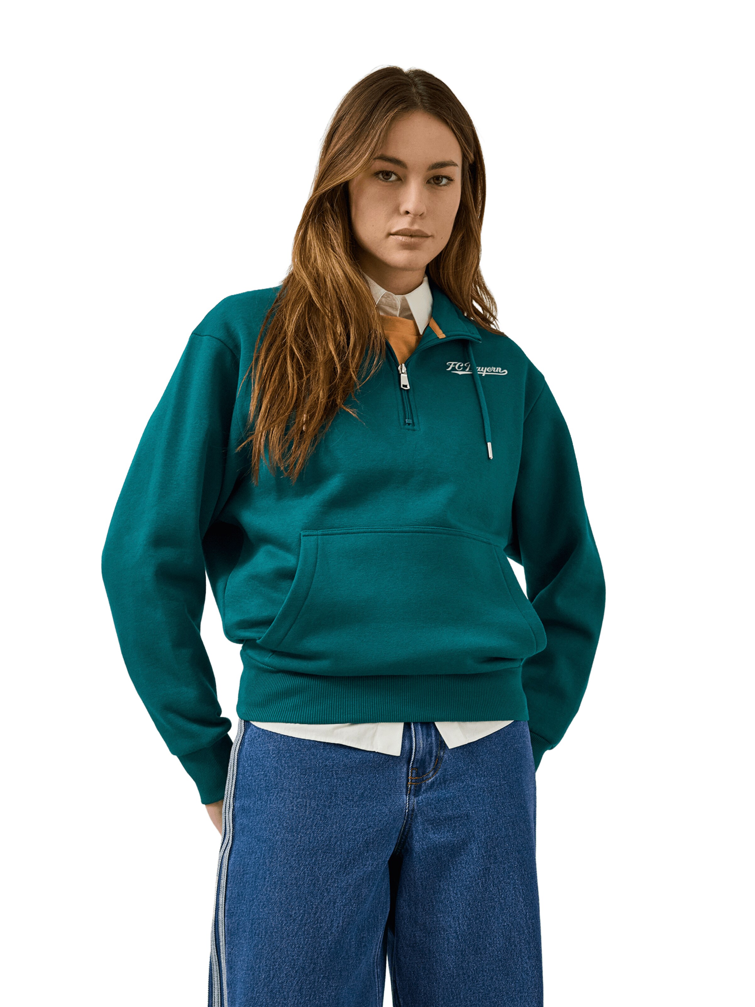 FC BAYERN MÜNCHEN Half-Zip Spring in Grün: Vorderseite