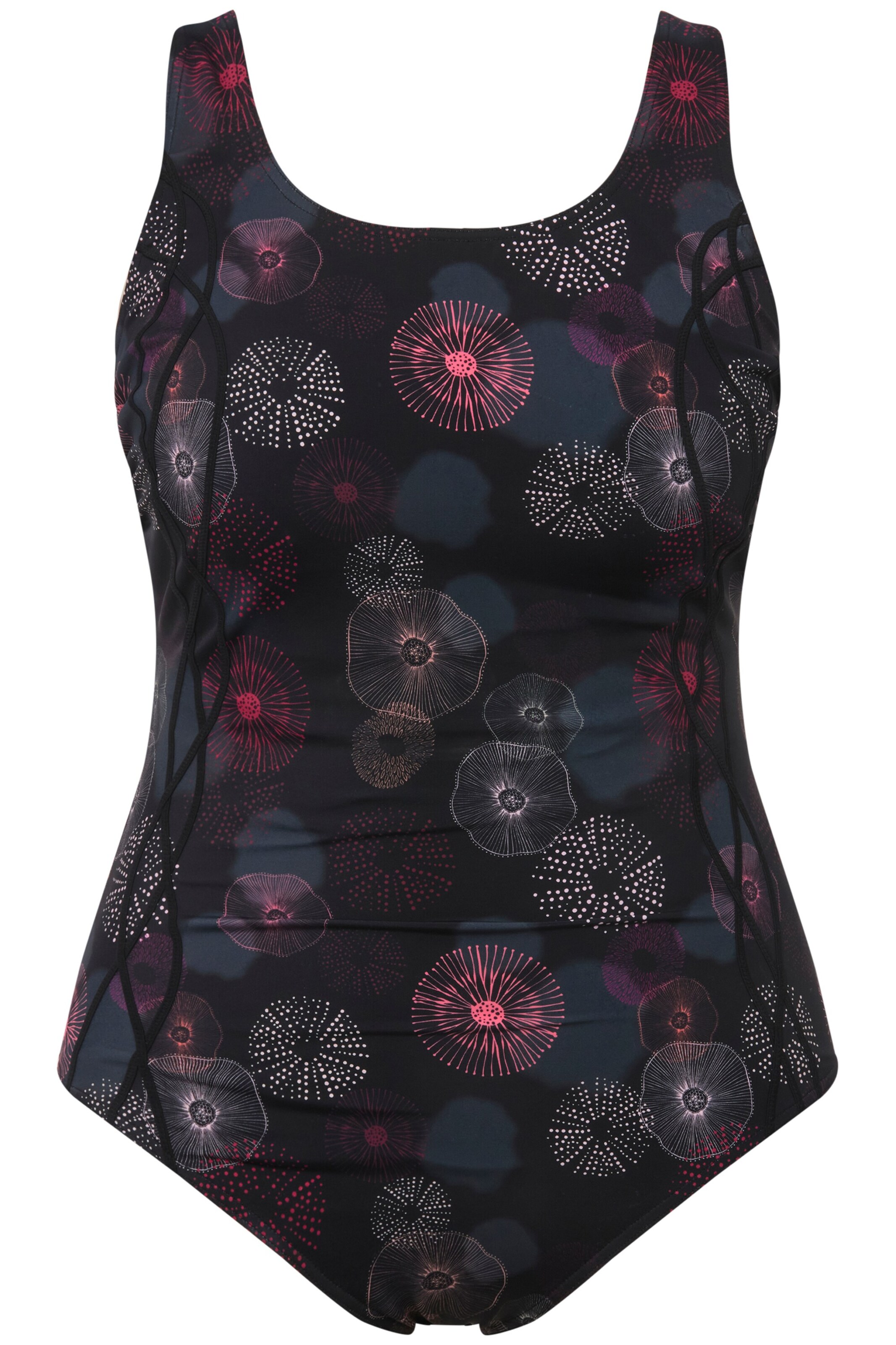 Ulla Popken Bustier Badeanzug in Schwarz: Vorderseite