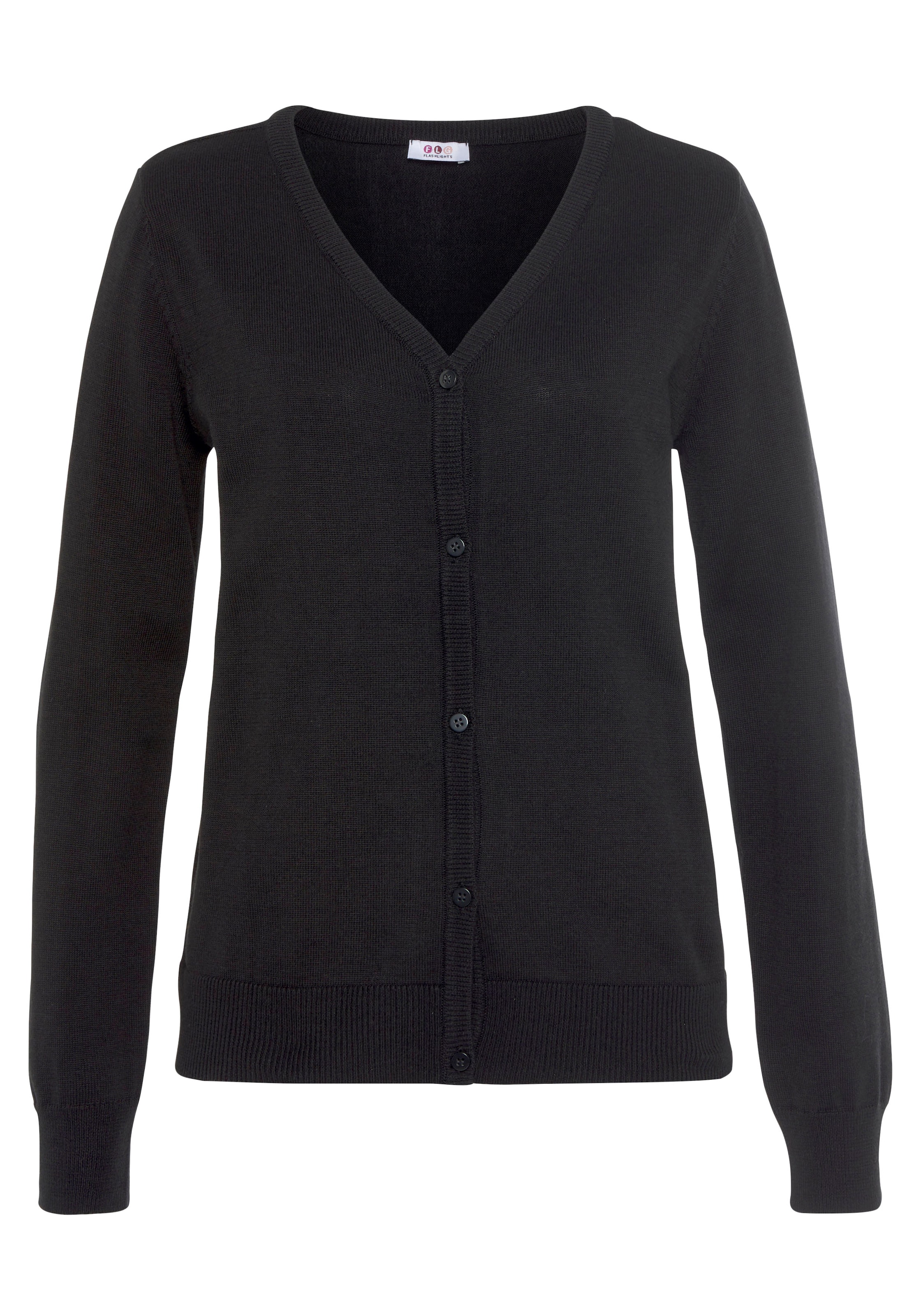 FLASHLIGHTS Strickjacke in Schwarz: Vorderseite