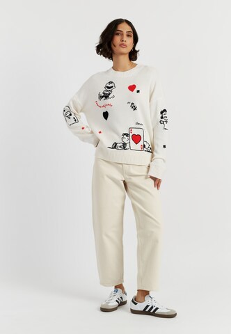 Chinti & Parker Trui 'Autumn Peanuts '25 Charlie Poker Pals' in Beige