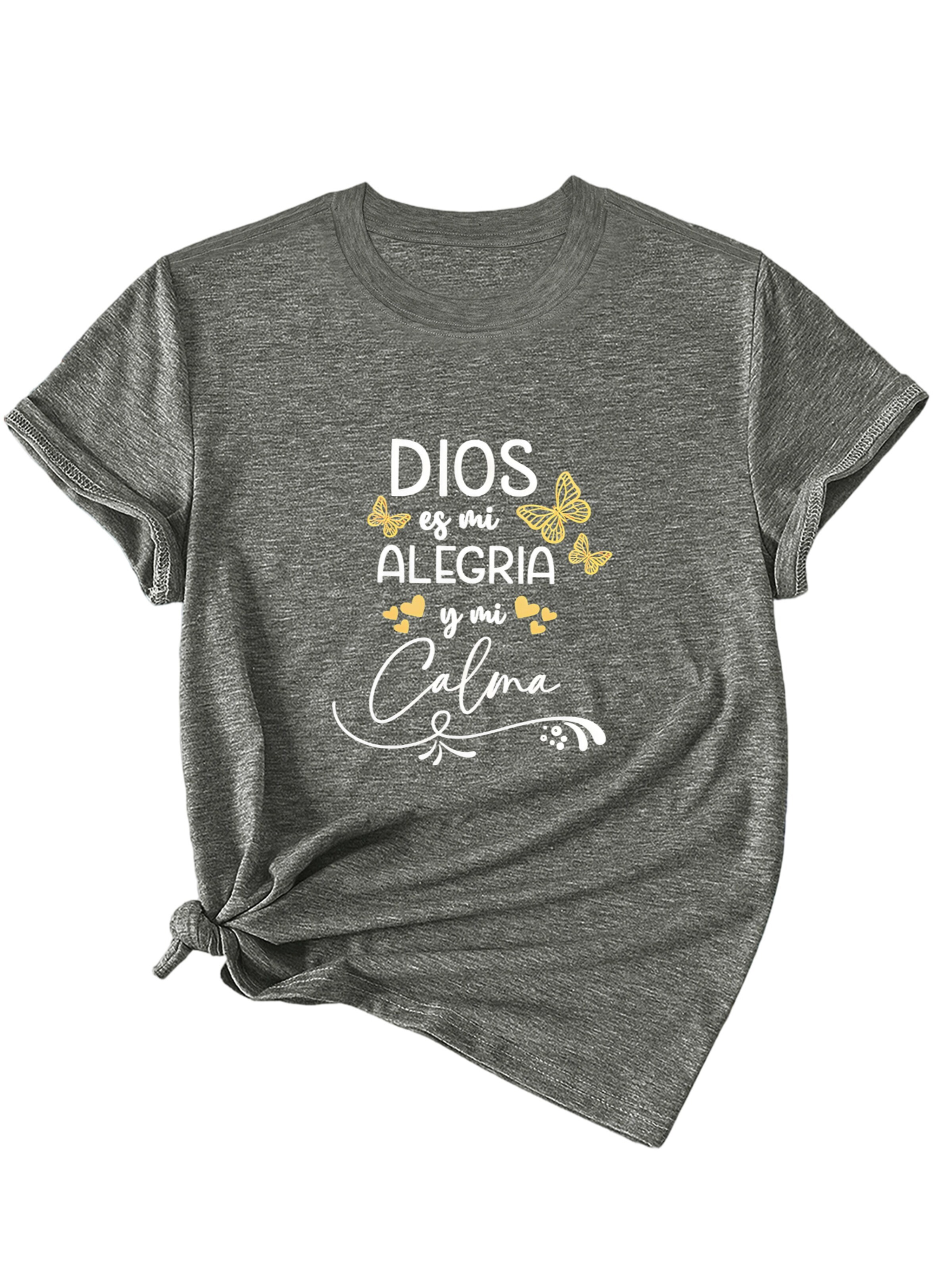 GORHEY Shirt 'Women's Summer Short-Sleeve Shirt with Slogan Print Slogan Tees' in Grey: front