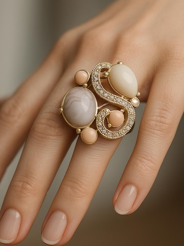 COLLEZIONE ALESSANDRO Ring 'Sissi' in Beige: front