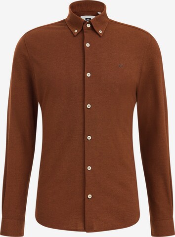 WE Fashion - Ajuste estrecho Camisa en marrón: frente