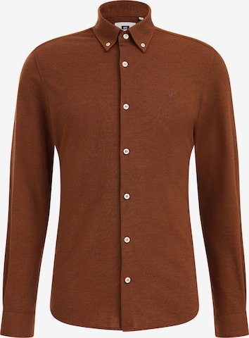 WE Fashion Button Up Shirt in Brown: front