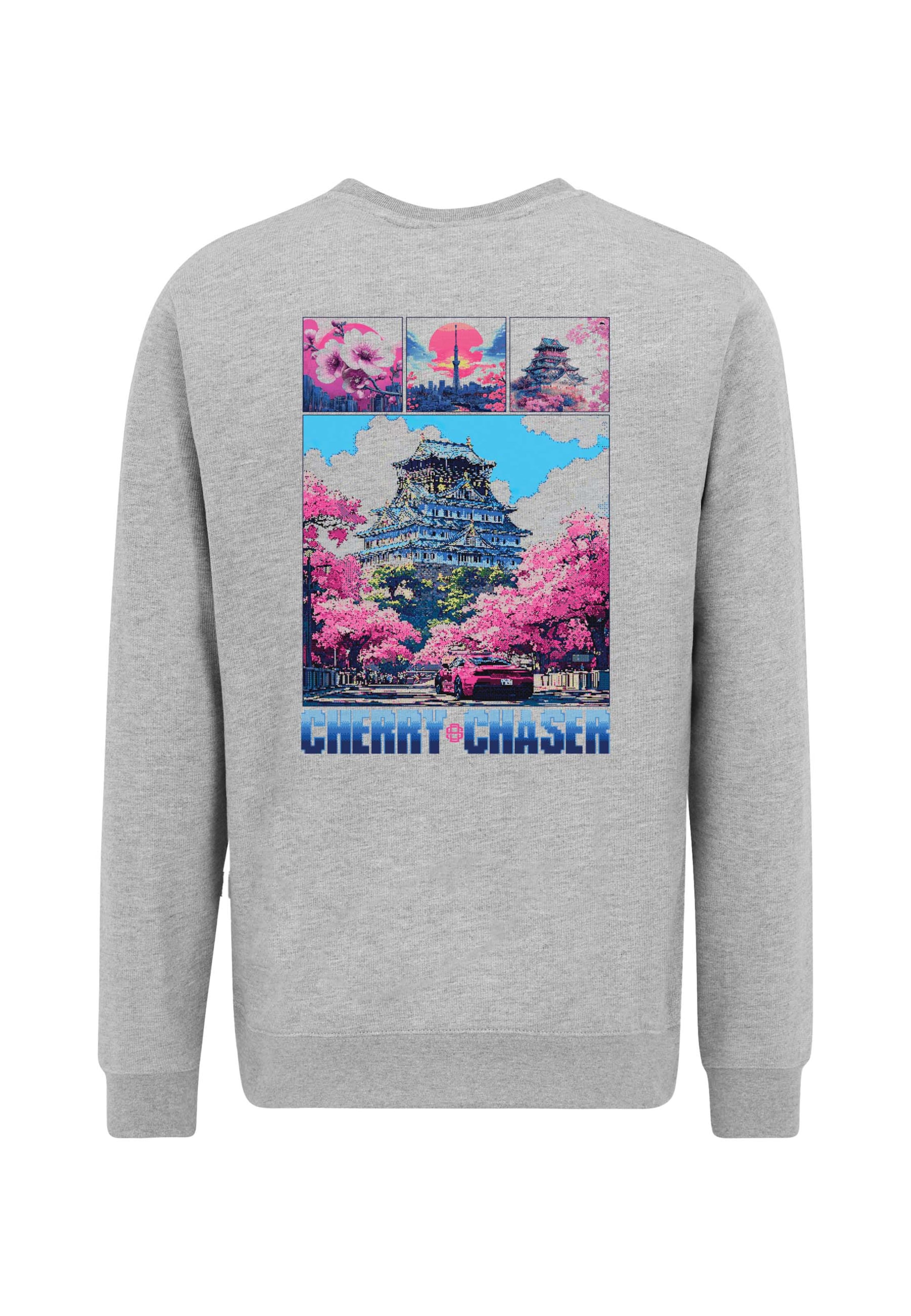 Oldskull Sweatshirt 'Retro Cherry Chaser Logo Graphic' in Grey: front