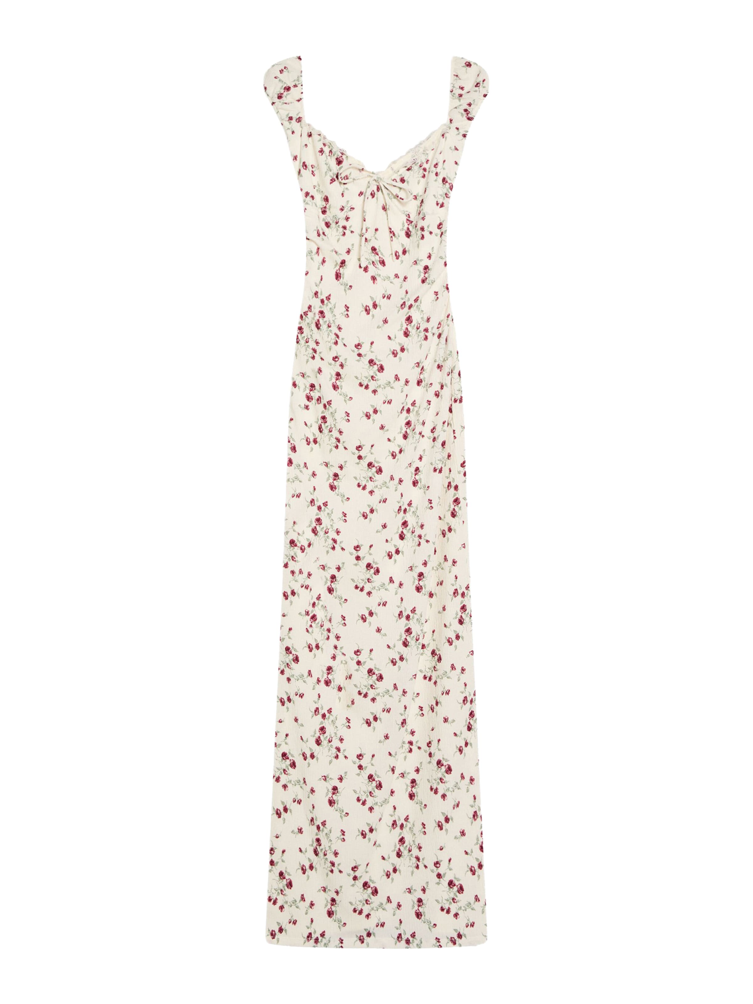 Bershka Sukienka w kolorze ecru / jasnozielony / ciemnoczerwonym, Podgląd produktu