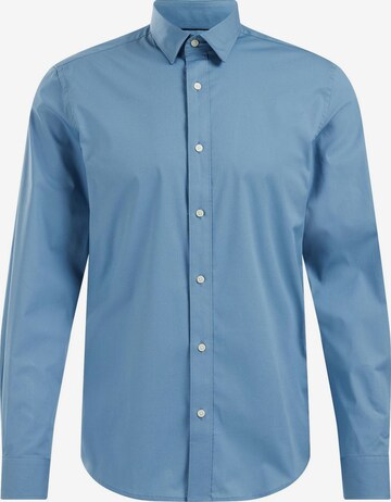 WE Fashion Button Up Shirt in Blue: front