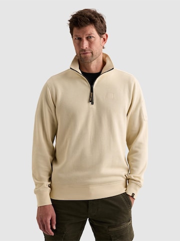 PME Legend Sweatshirt 'Sweatshirt with half-zip and flight pocket' in Beige: voorkant