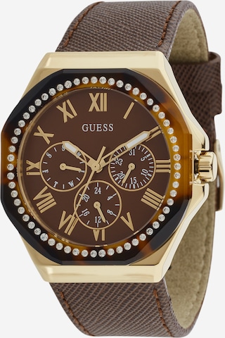 GUESS Analoog horloge in Bruin: voorkant