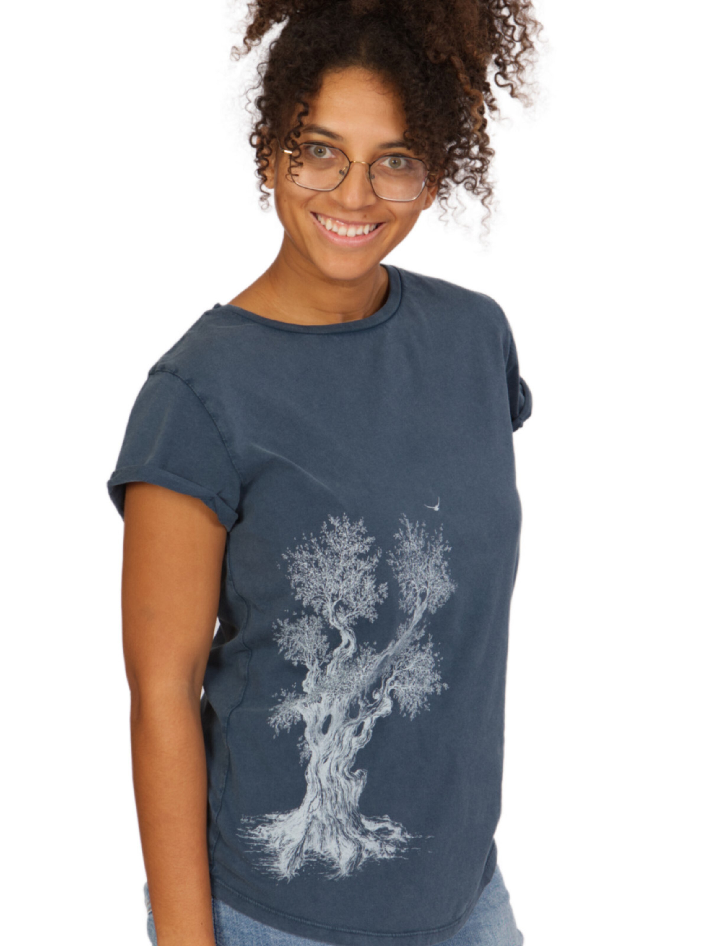 Life-Tree Shirt 'Organic Fairwear  Olive Tree' in Blue