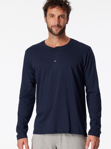 SCHIESSER Pyjamashirt ' Longsleeve Mix & Relax ' in Blau: Vorderseite