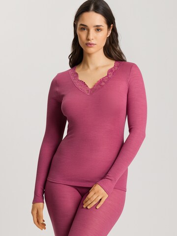 Hanro - Camisa ' Woolen Lace ' em rosa: frente