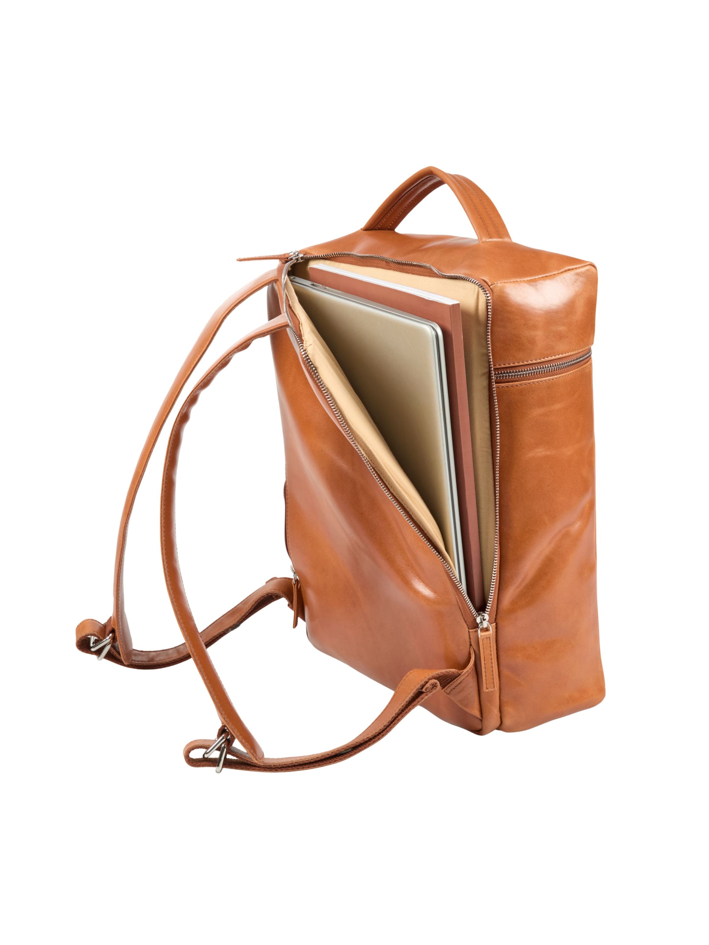 NEGOTIA Leather Rucksack 'Alpha Travel' in Braun