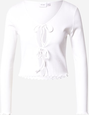 VILA Плетена жилетка 'Felia' в бяло: отпред
