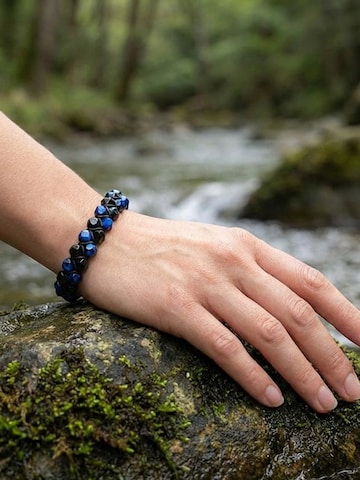 UNIQAL Armband 'BLAUES TIGERAUGE TURMALIN' in Gemengde kleuren