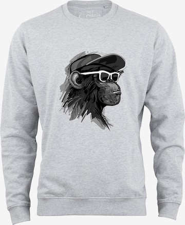 Sweat-shirt 'Cool Monkey mit Brille ' Cotton Prime en gris : devant