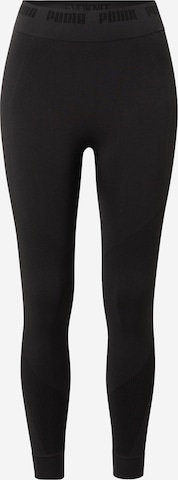 Skinny Pantaloni sport de la PUMA pe negru: față