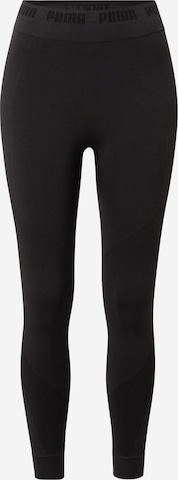 PUMA Skinny Workout Pants in Black: front