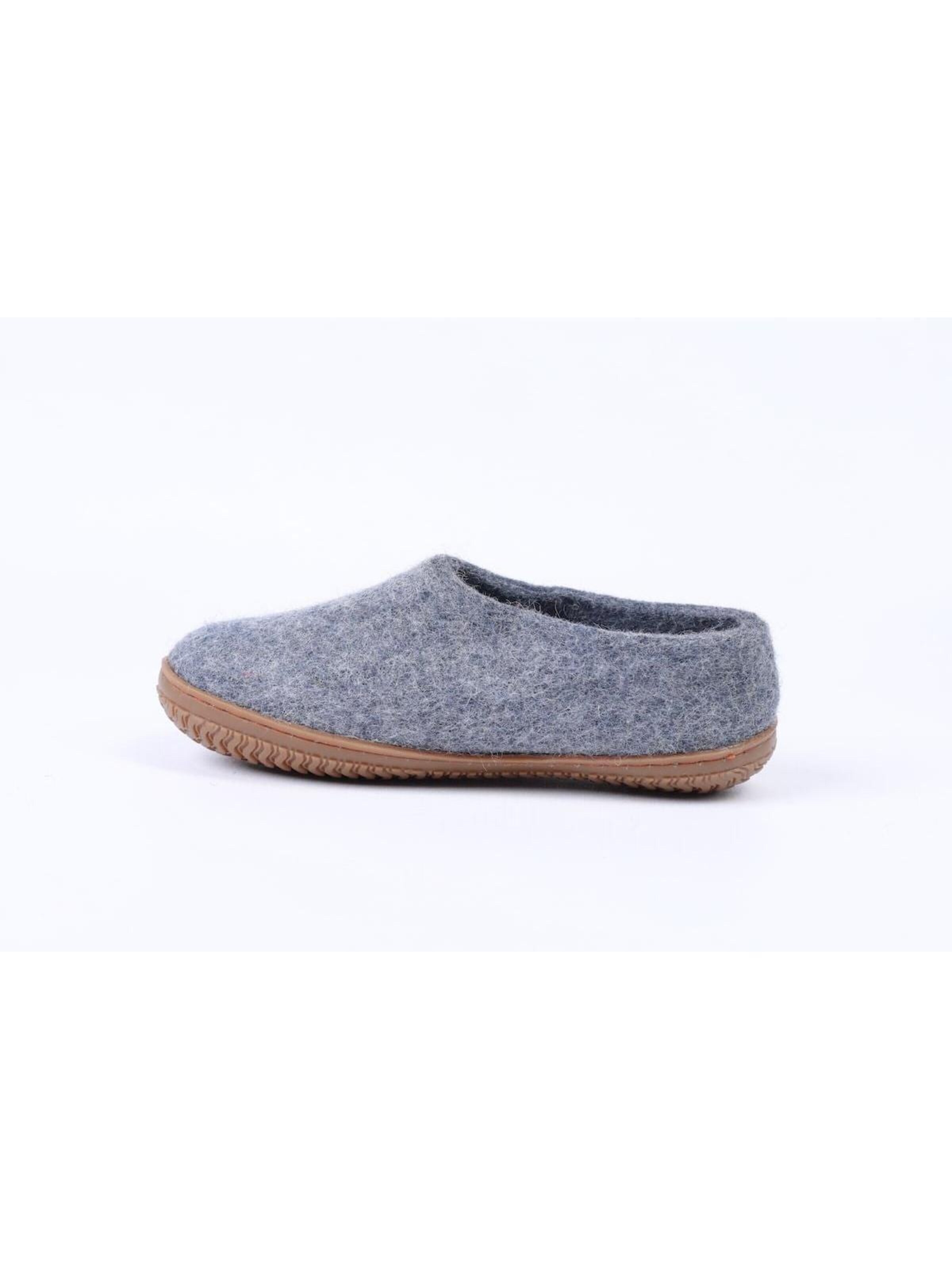 SHUS walk with nature Huisschoen 'Uldhjemmesko (100% ren uld) -m/Gummisål - Dansk Design fra SHUS' in Grijs: voorkant