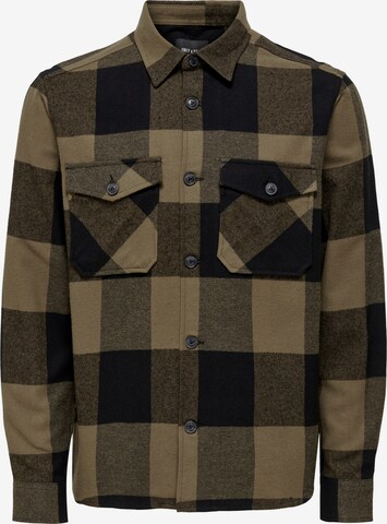 Only & Sons Button Up Shirt 'Milo' in Brown: front