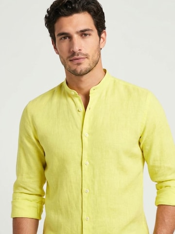 Slim fit Camicia business 'Caravaggio Essentials Linen Man Shirt Light Blue' di 7Camicie in giallo