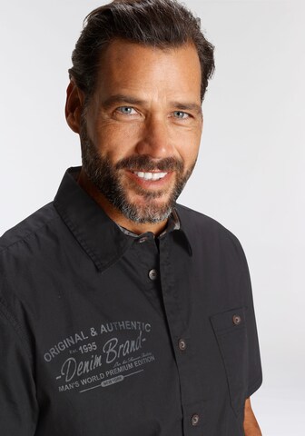 Man's World Regular Fit Hemd in Schwarz