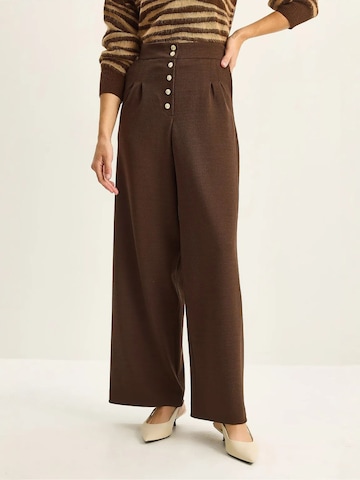 Bianco Lucci Wide leg Bandplooibroek in Bruin: voorkant