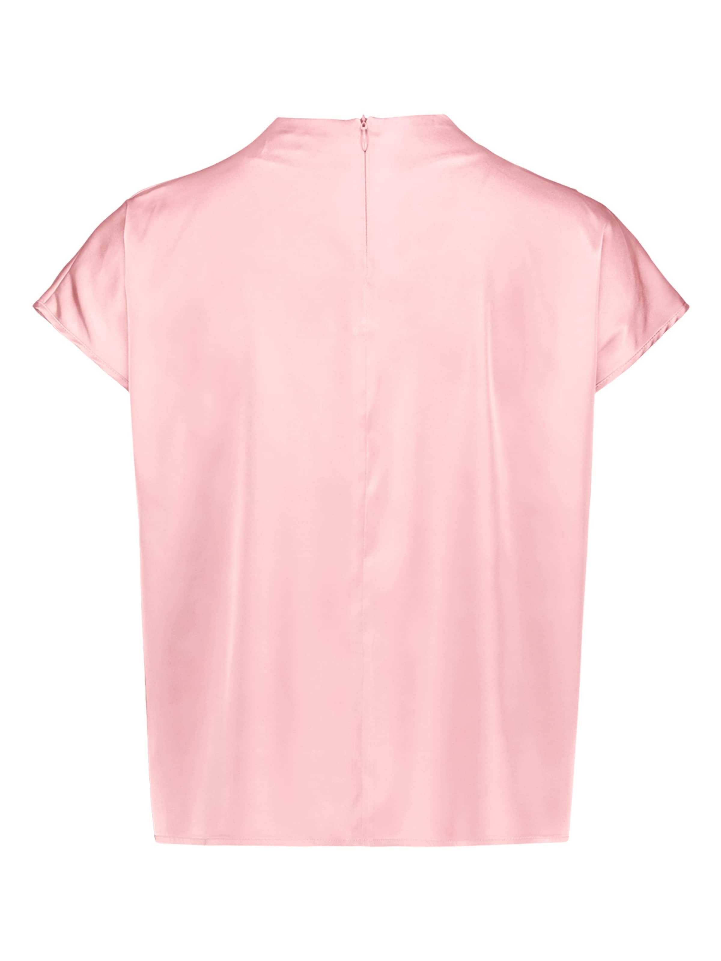 zero Satin-Bluse mit Kragen in Pink