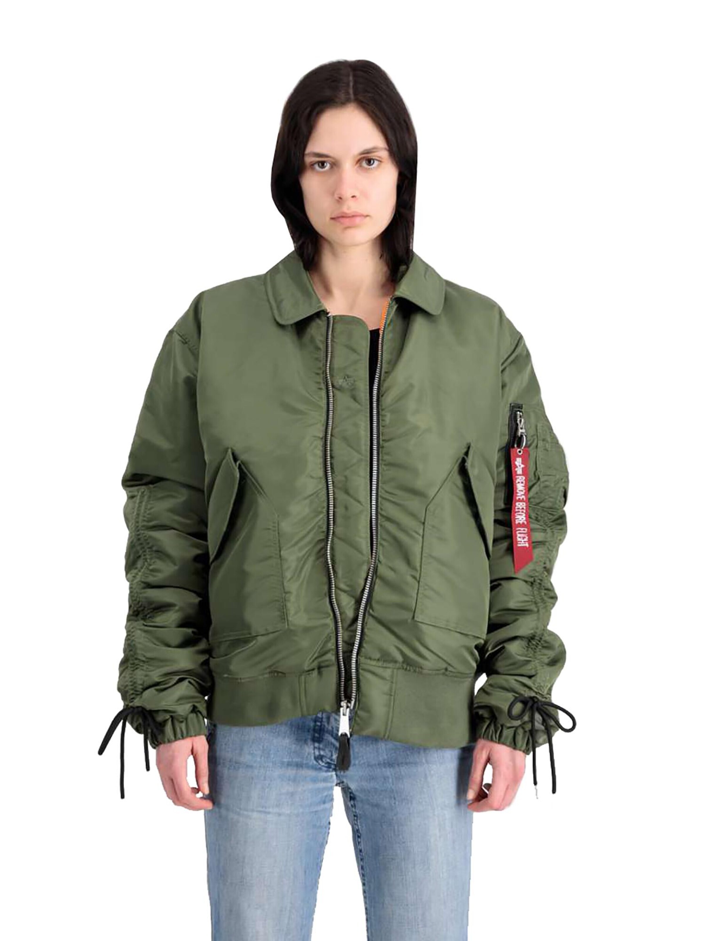 ALPHA INDUSTRIES Between-Season Jacket 'CWU MA-1' in Green: front