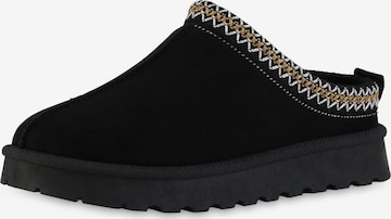 Van Hill Hausschuh 'Penelope' in Schwarz: Vorderseite