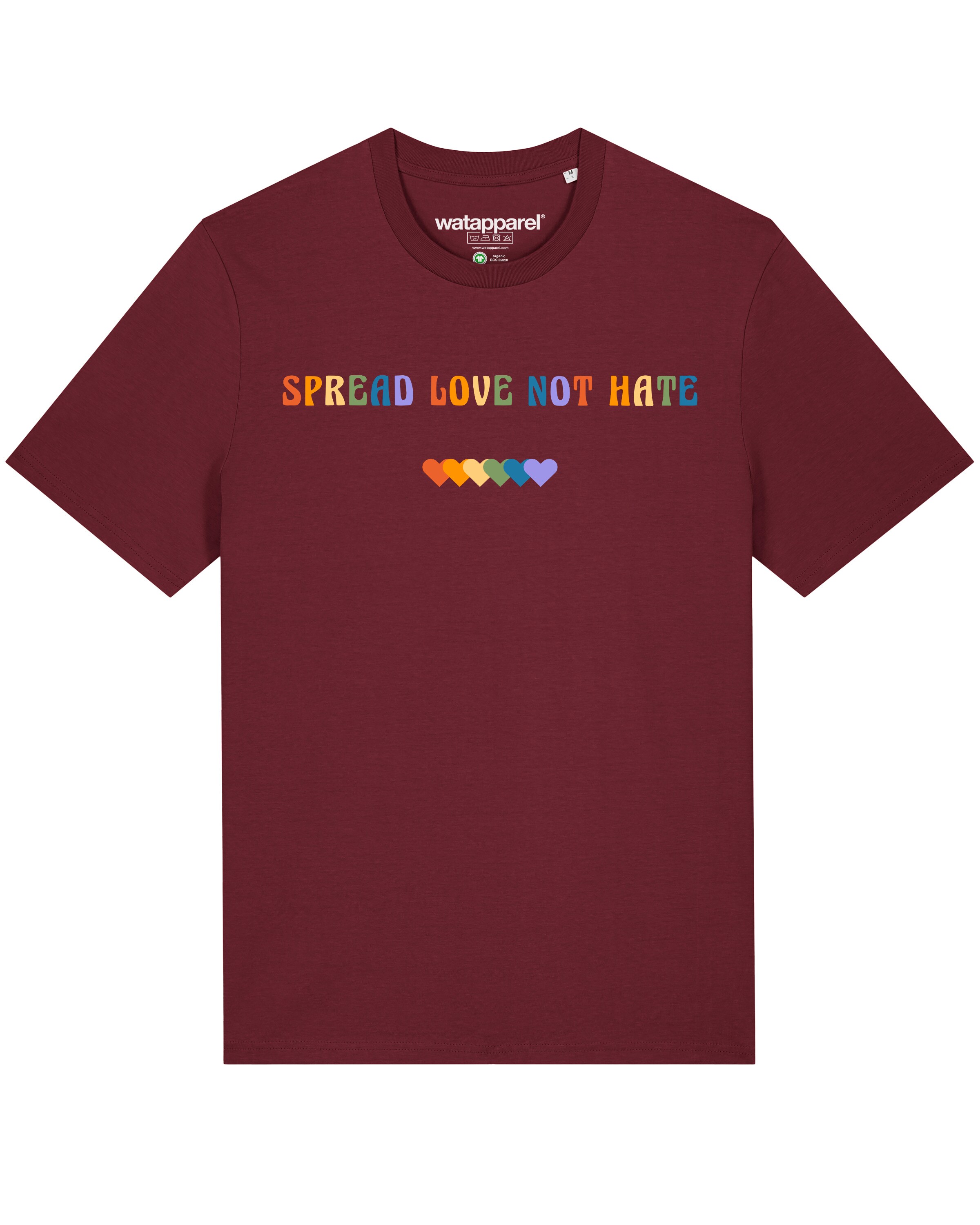 T-Shirt 'Spread Love not Hate' Watapparel en rouge : devant