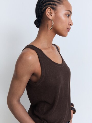 MANGO Knitted top 'LINI' in Brown
