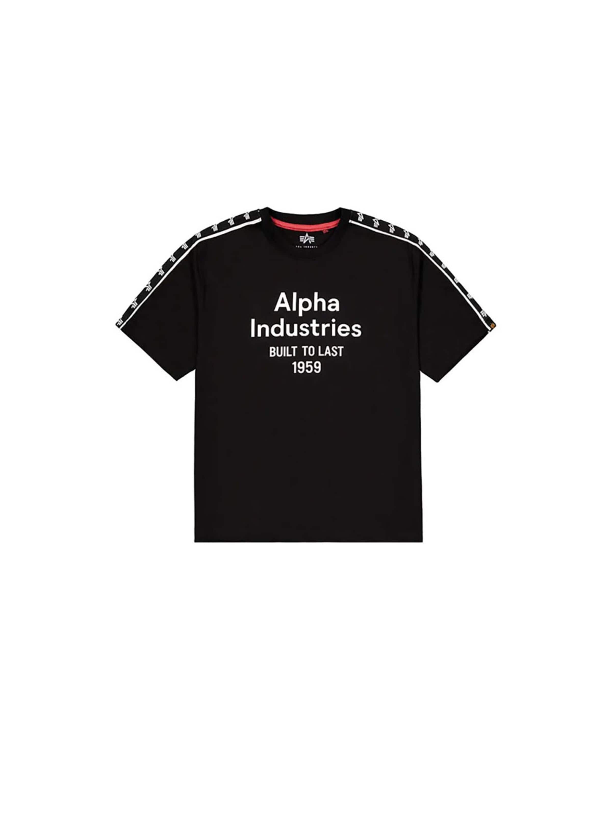ALPHA INDUSTRIES Shirt 'Track Printed'‌‌‌‌‌‌‌‌‌‌ in Schwarz: Vorderseite