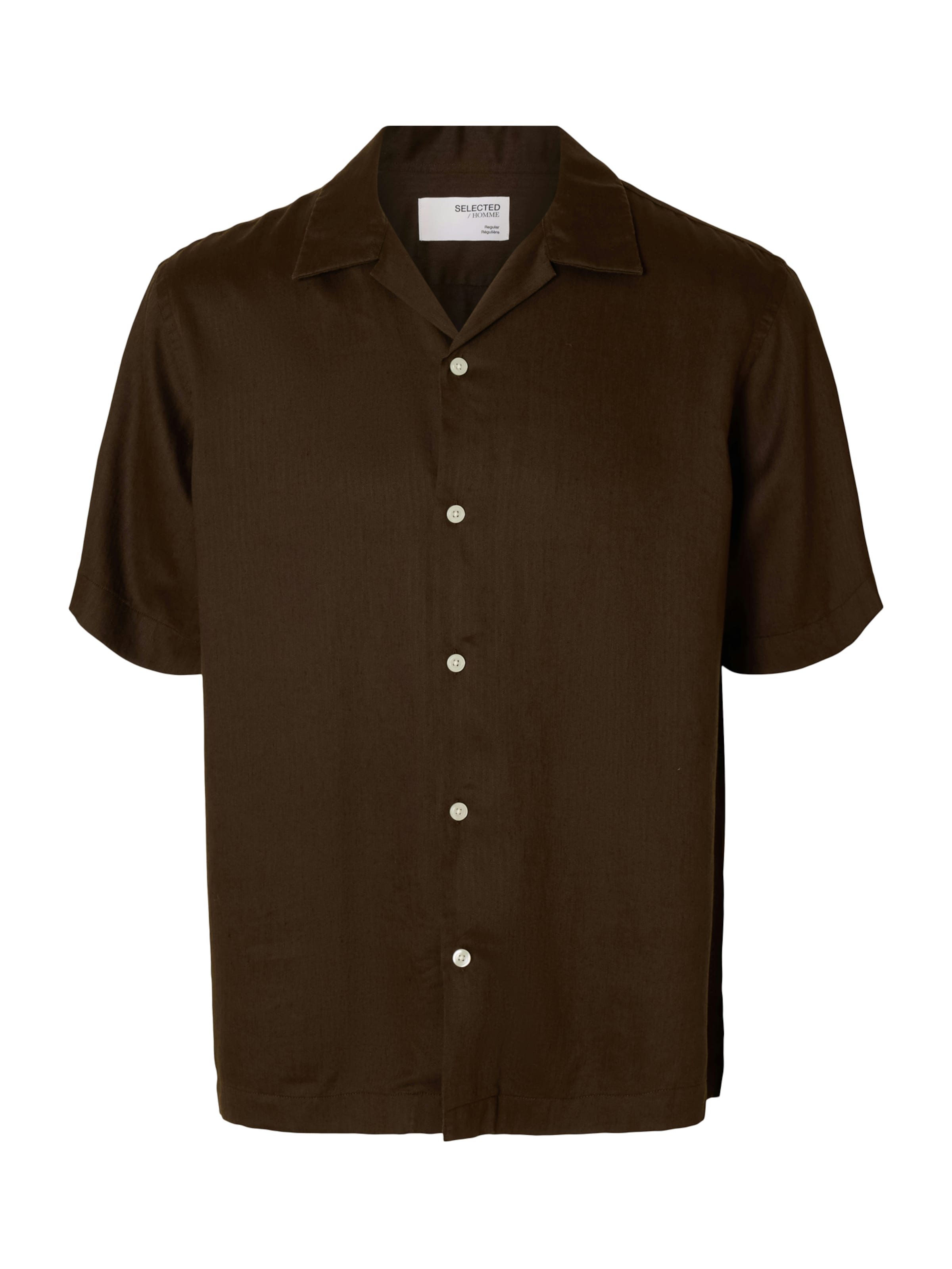 SELECTED Regular fit Button Up Shirt 'SLHNoa' in Brown: front