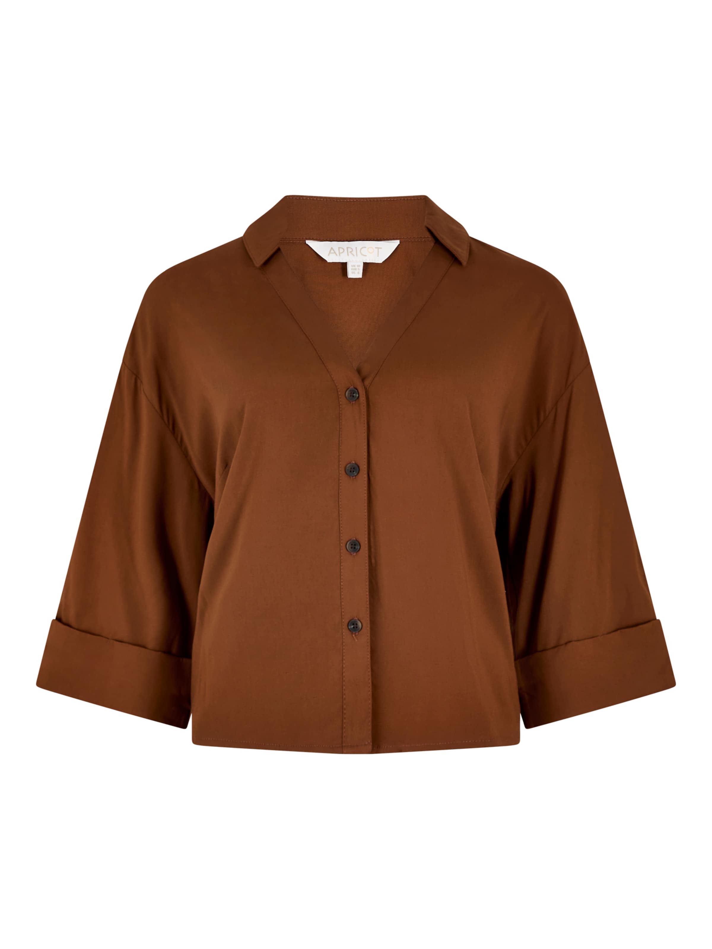 Apricot Open Collar Boxy Shirt ' ' in Braun: Vorderseite