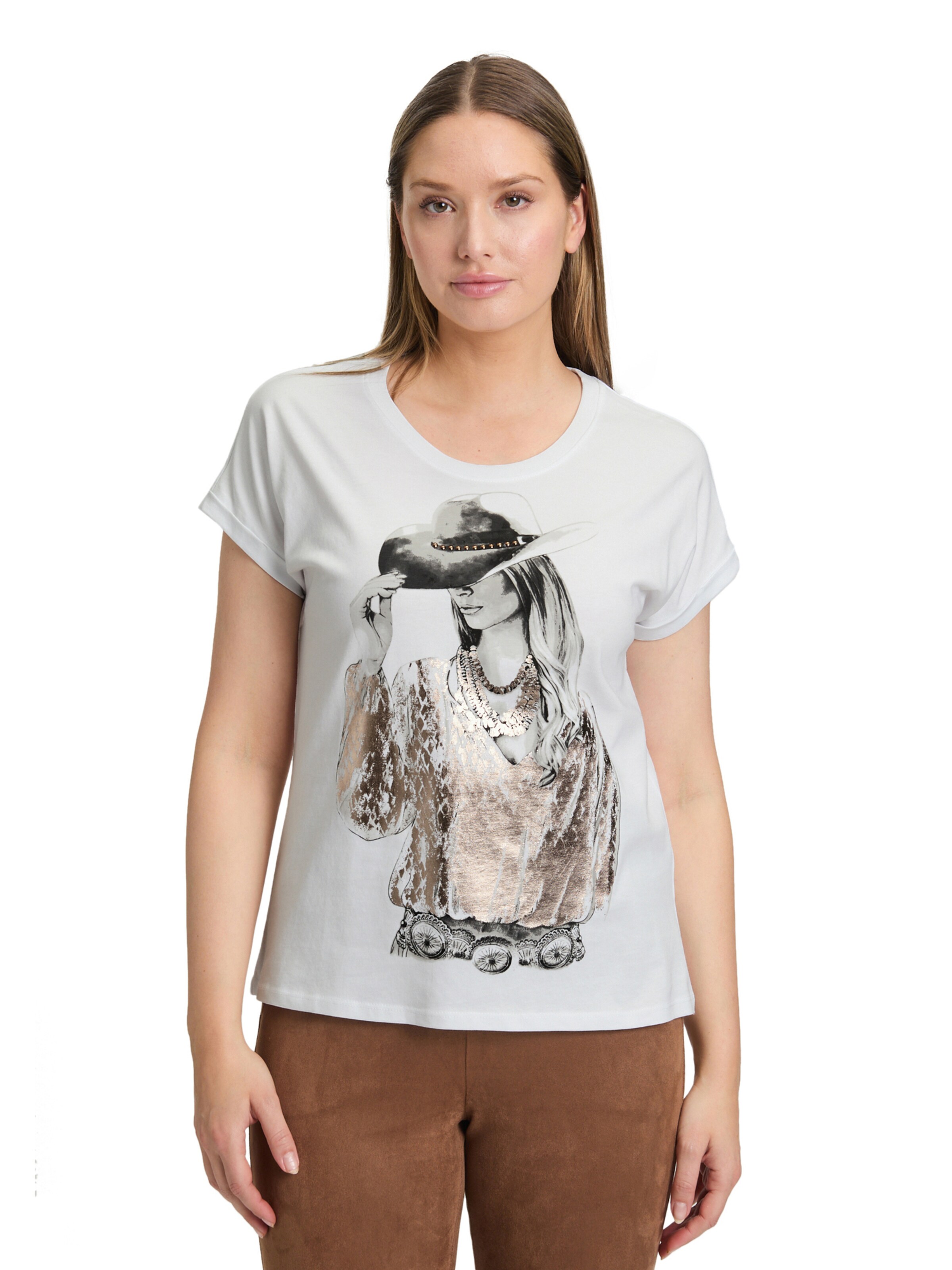 T-shirt Betty Barclay en blanc : devant