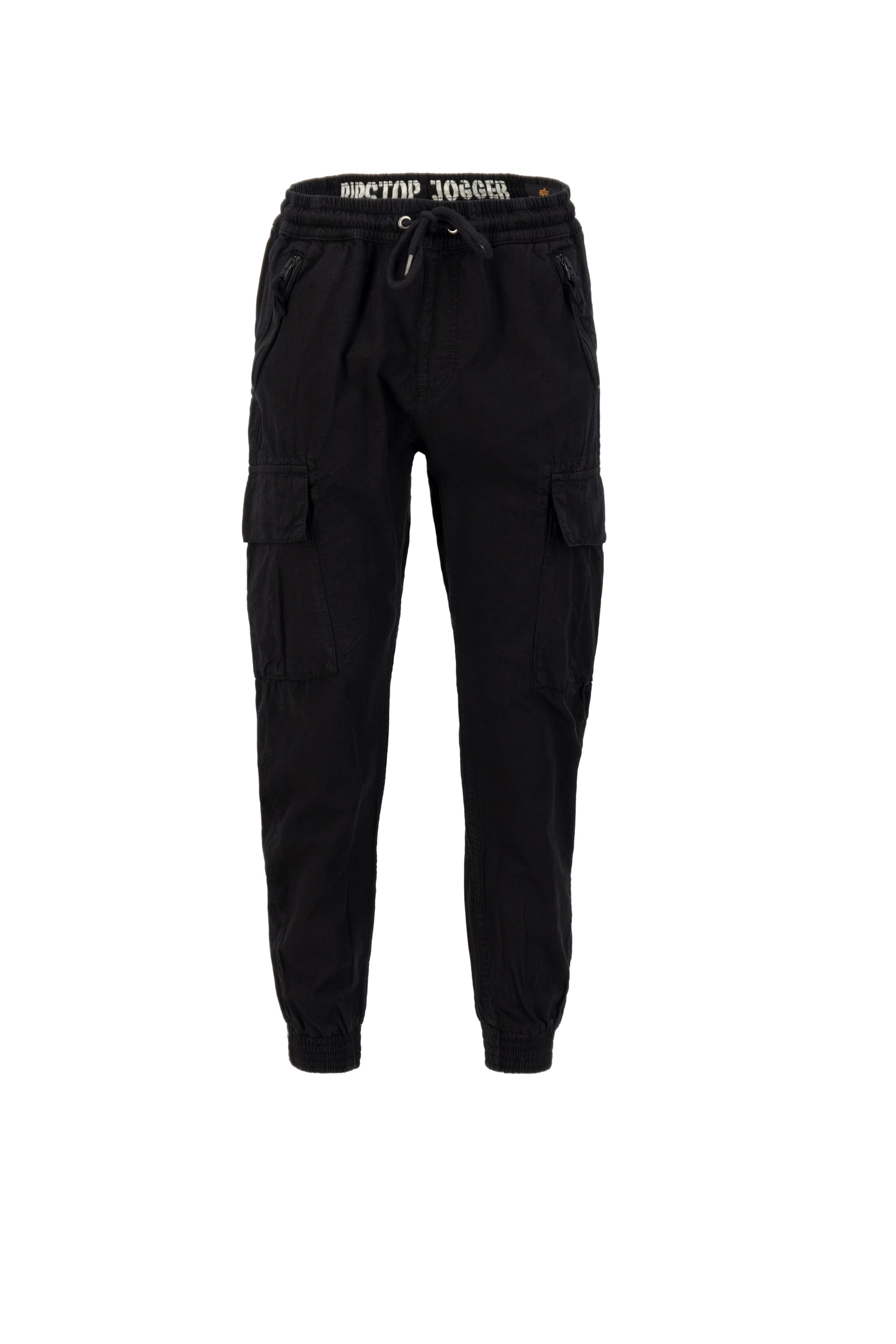 ALPHA INDUSTRIES Tapered Cargo nadrágok 'Ripstop' - fekete: elől
