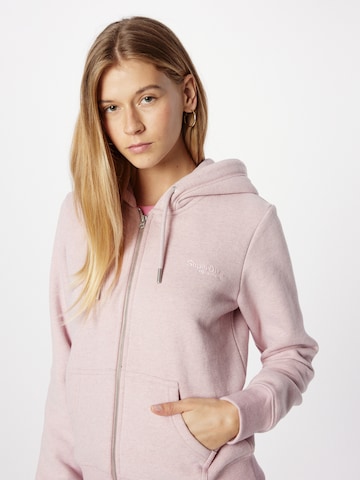 Superdry Sweat jacket 'Essential' in Pink
