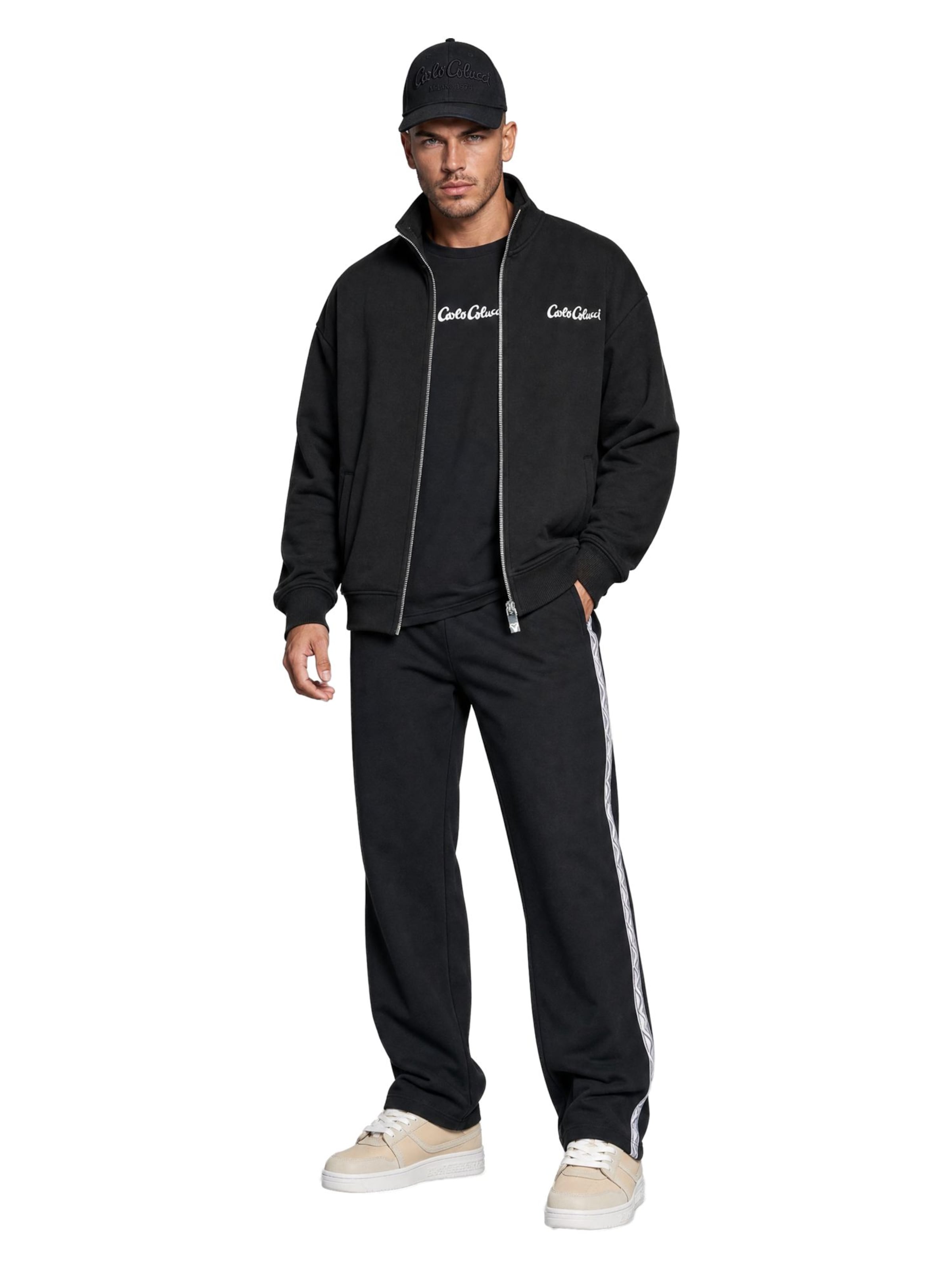 Carlo Colucci Regular Broek 'Fragale' in Zwart