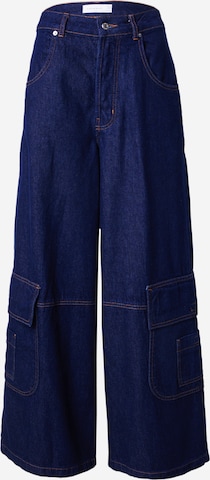 TOPSHOP - Pierna ancha Pantalón vaquero cargo en azul: frente