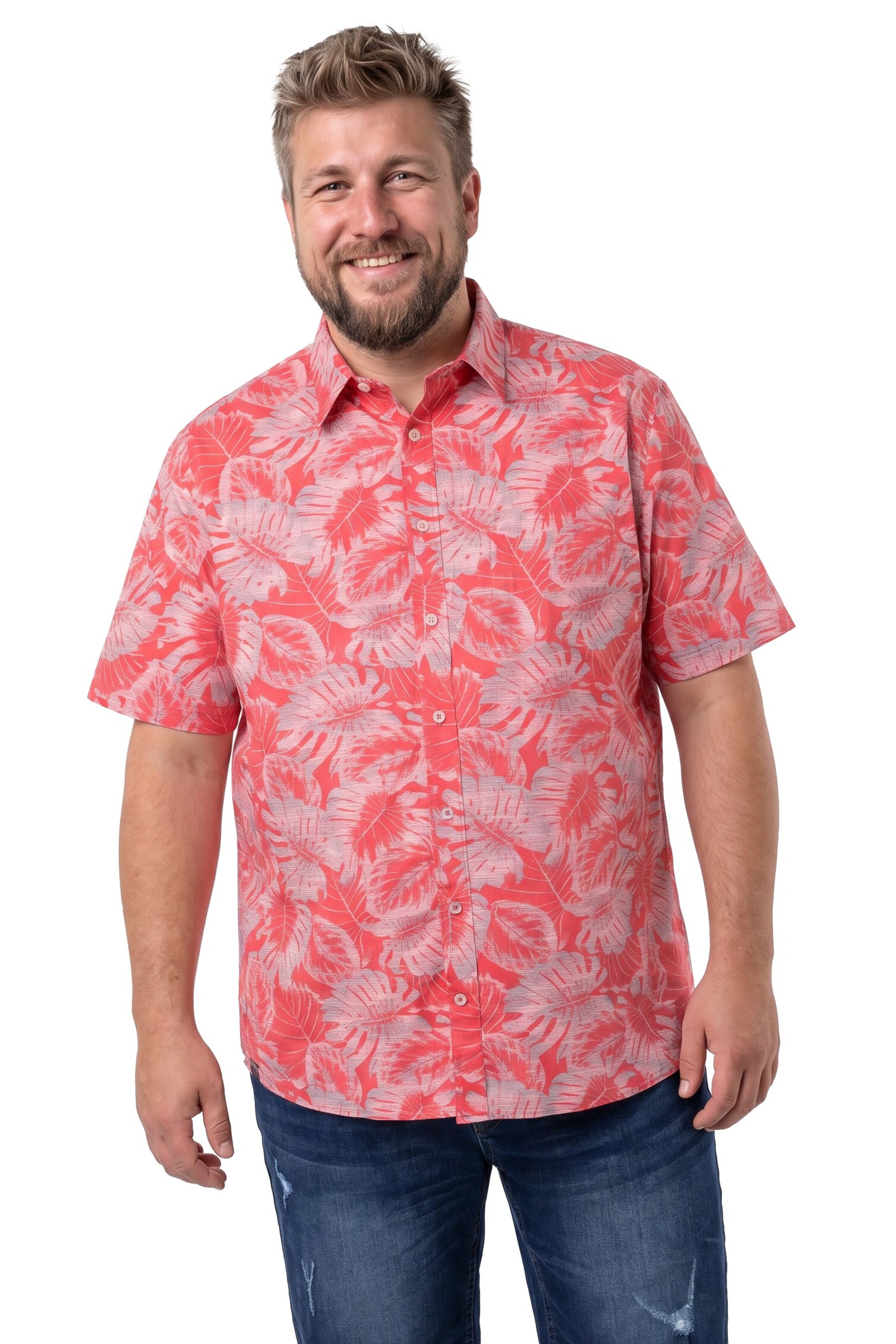 Men Plus Comfort Fit Hemd in Pink: Vorderseite