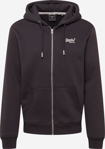 Superdry - Sudadera con cremallera en negro: frente